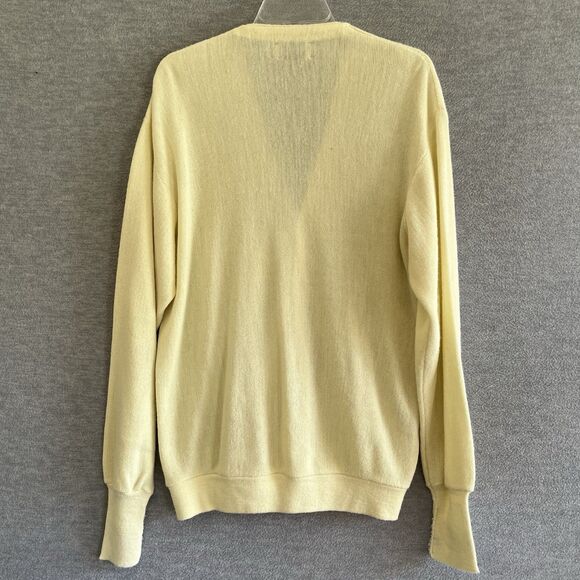 JC Penney The Fox Sweater Grandpa Cardigan Mens L Butter Yellow Vintage 60s 70s - Picture 3 of 9